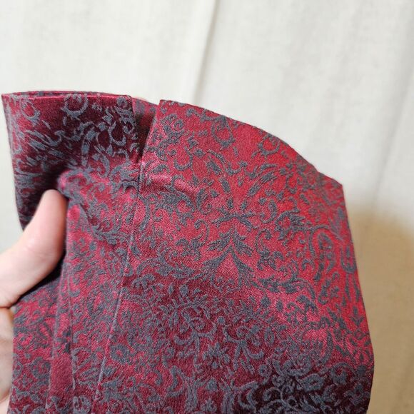 AGB Byer Womens Dress Pant Vintage Size 14 Red Black Brocade Print Shiny Slacks - Picture 8 of 9